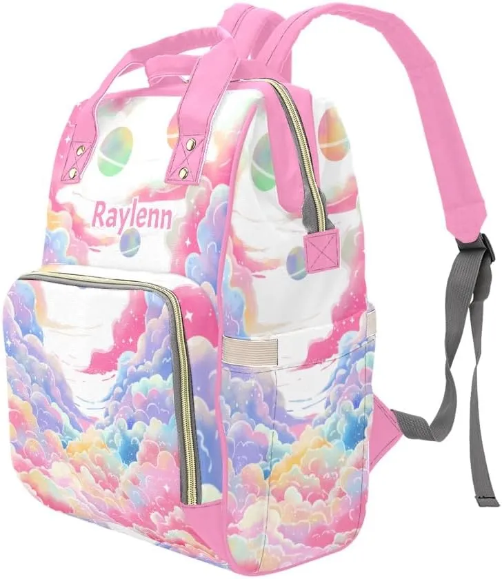 Personalized Name Diaper Bag Backpack Cloud Planet Multifunction Travel Backpack Nappy Bag Daypack for Mom Dad Boy Girl