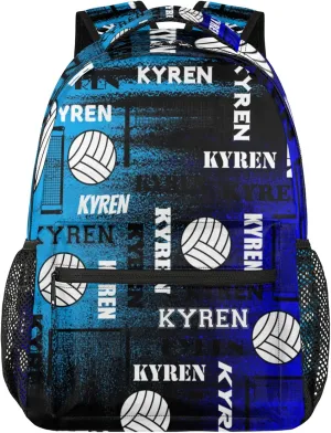 Personalized Name Volleyball Backpack, Custom Sports Bag Backpack for Men Women, Laptop Backpacks Travel Camping Daypack, Blue