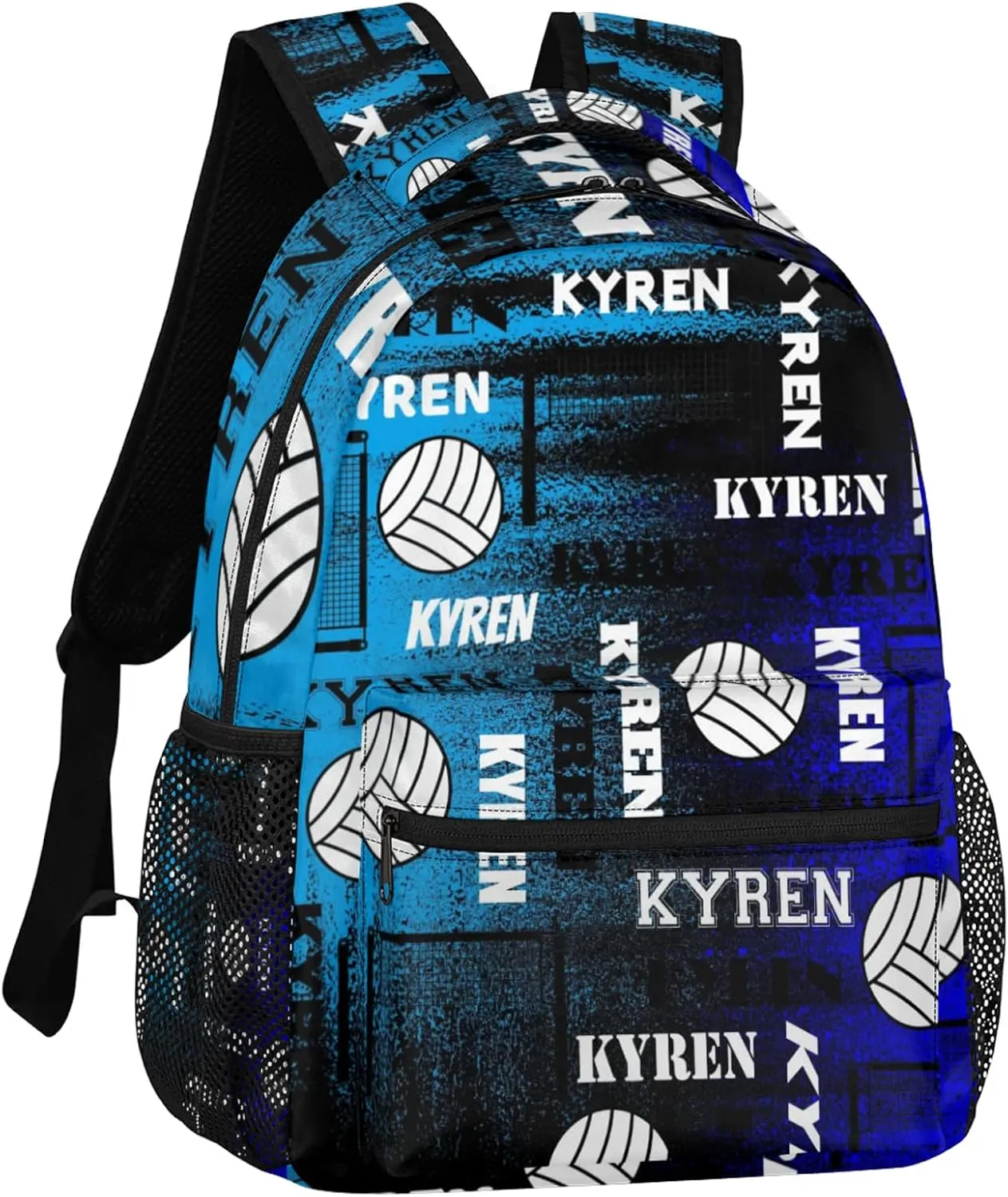 Personalized Name Volleyball Backpack, Custom Sports Bag Backpack for Men Women, Laptop Backpacks Travel Camping Daypack, Blue