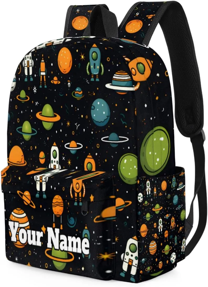 Personalized Outer Space Preschool Toddler Backpack for Boys Girls Custom Kids Name Small Bookbags Kindergarten Elementary Backpack, Space Rocket