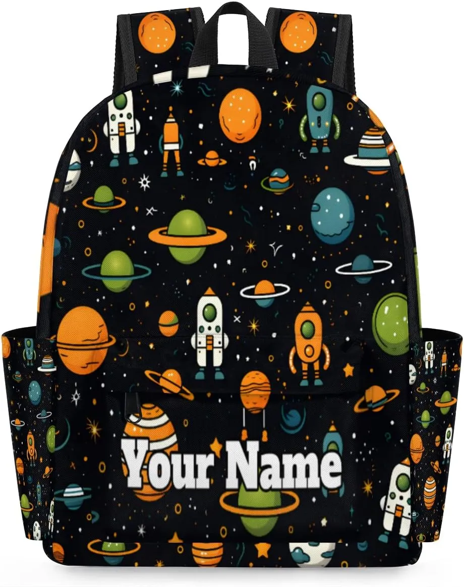 Personalized Outer Space Preschool Toddler Backpack for Boys Girls Custom Kids Name Small Bookbags Kindergarten Elementary Backpack, Space Rocket