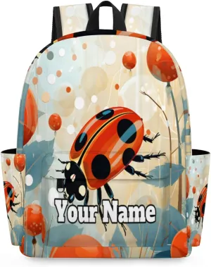 Personalized Red Ladybirds Preschool Toddler Backpack for Boys Girls Custom Kids Name Small Bookbags Kindergarten Elementary Backpack, Animals