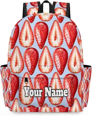 Personalized Red Strawberry Preschool Toddler Backpack for Boys Girls Custom Kids Name Small Bookbags Kindergarten Elementary Backpack, Strawberry