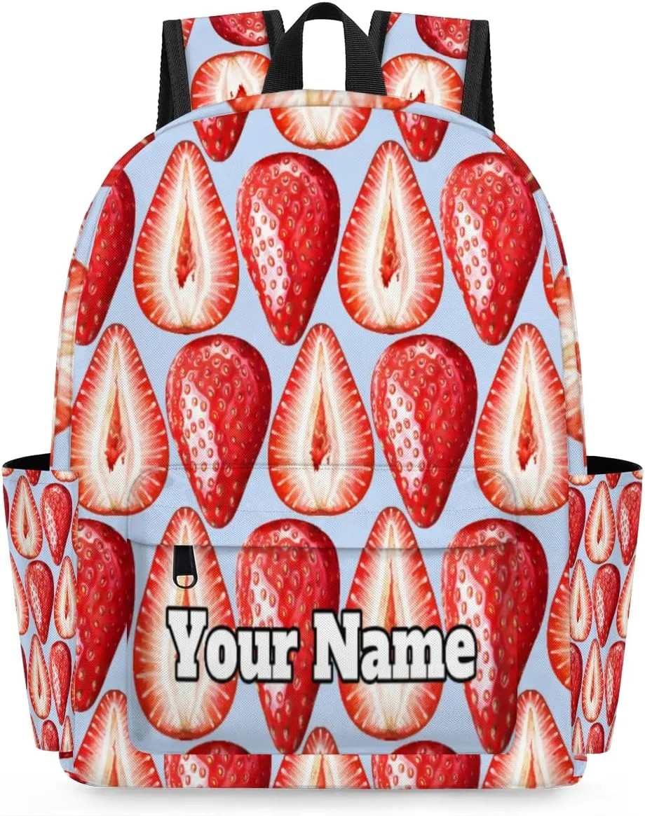 Personalized Red Strawberry Preschool Toddler Backpack for Boys Girls Custom Kids Name Small Bookbags Kindergarten Elementary Backpack, Strawberry