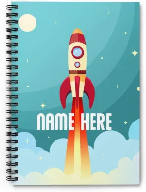 Personalized Rocket Launch Custom Space Themed Spiral Notebook - Custom Notebook for for Kid, Teens, Girls, Women, Kids Gifts