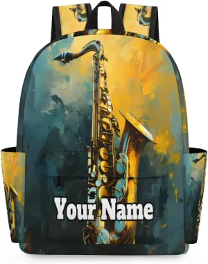 Personalized Saxophone Preschool Toddler Backpack for Boys Girls Custom Kids Name Small Bookbags Kindergarten Elementary Backpack, Jazz Music