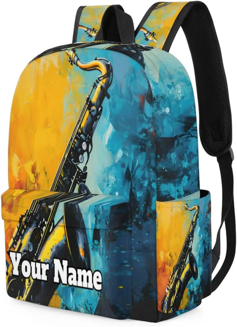 Personalized Saxophone Preschool Toddler Backpack for Boys Girls Custom Kids Name Small Bookbags Kindergarten Elementary Backpack, Musical
