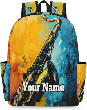 Personalized Saxophone Preschool Toddler Backpack for Boys Girls Custom Kids Name Small Bookbags Kindergarten Elementary Backpack, Musical