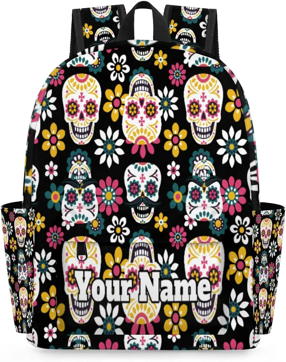 Personalized Skull Skeleton Preschool Toddler Backpack for Boys Girls Custom Kids Name Small Bookbags Kindergarten Elementary Backpack, Goth Skull