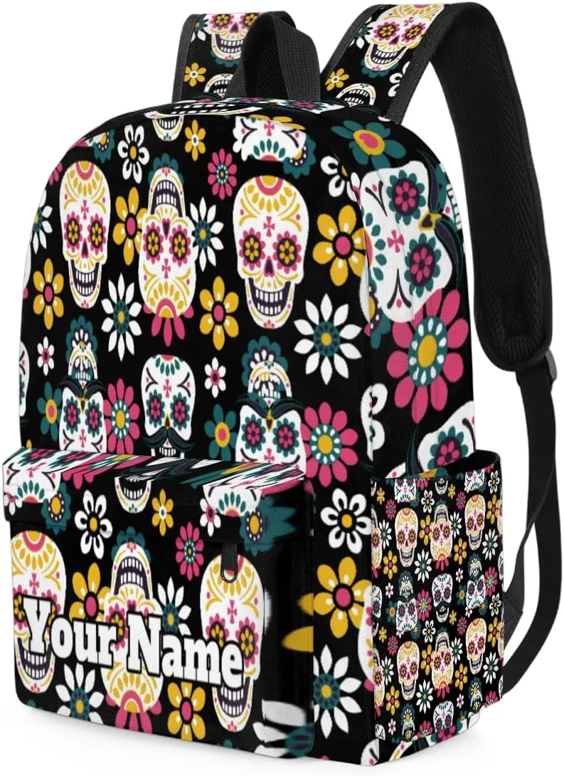 Personalized Skull Skeleton Preschool Toddler Backpack for Boys Girls Custom Kids Name Small Bookbags Kindergarten Elementary Backpack, Goth Skull
