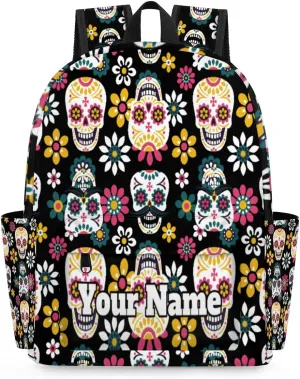 Personalized Skull Skeleton Preschool Toddler Backpack for Boys Girls Custom Kids Name Small Bookbags Kindergarten Elementary Backpack, Goth Skull