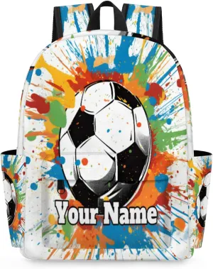 Personalized Soccer Preschool Toddler Backpack for Boys Girls Custom Kids Name Small Bookbags Kindergarten Elementary Backpack, Colorful Soccer