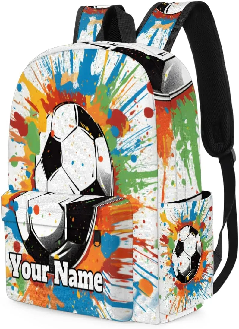 Personalized Soccer Preschool Toddler Backpack for Boys Girls Custom Kids Name Small Bookbags Kindergarten Elementary Backpack, Colorful Soccer