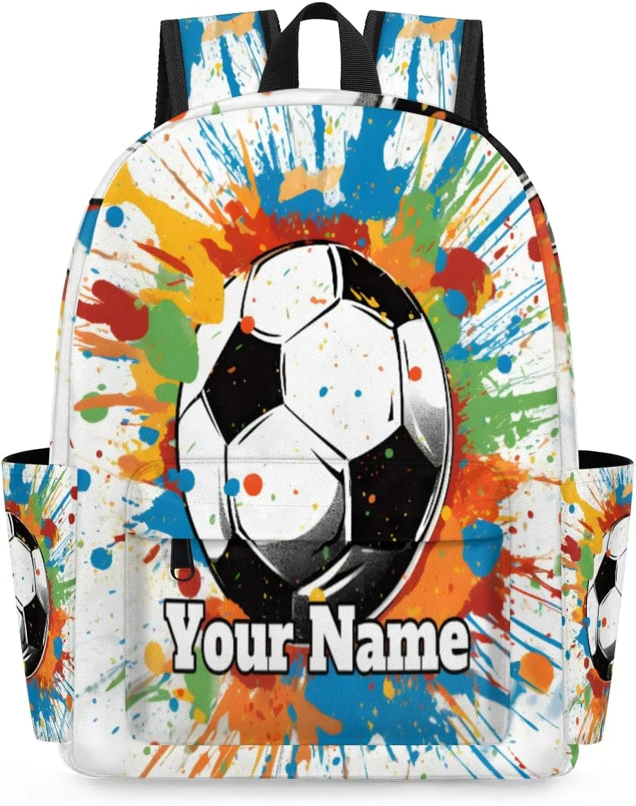 Personalized Soccer Preschool Toddler Backpack for Boys Girls Custom Kids Name Small Bookbags Kindergarten Elementary Backpack, Colorful Soccer