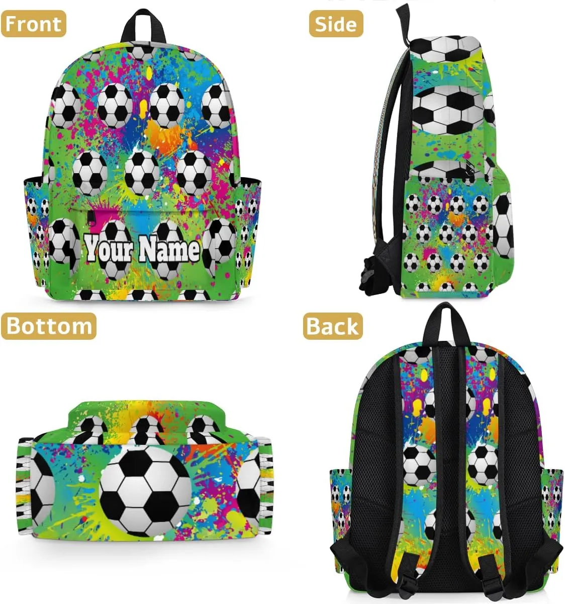 Personalized Soccer Preschool Toddler Backpack for Boys Girls Custom Kids Name Small Bookbags Kindergarten Elementary Backpack, Sports