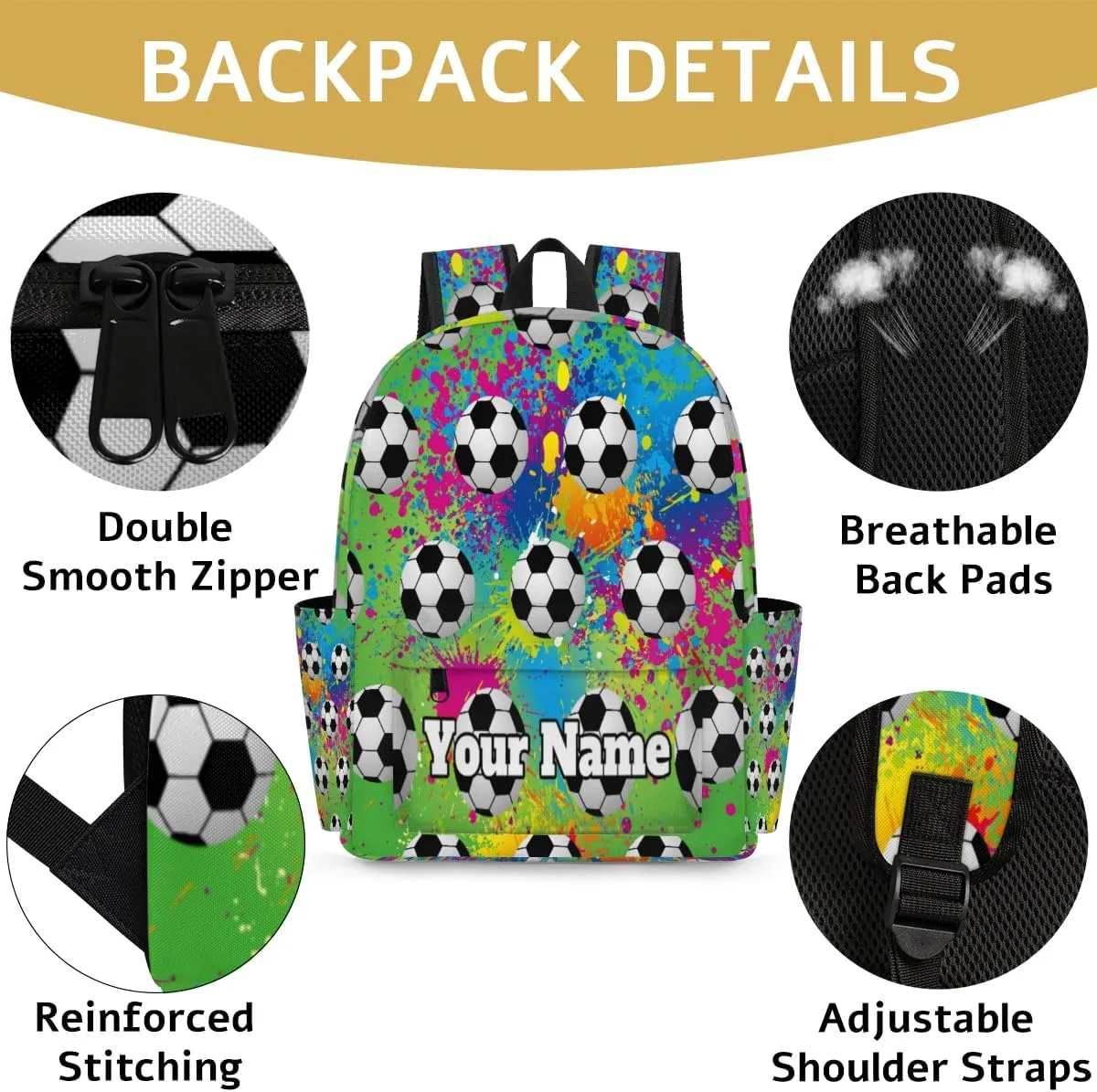 Personalized Soccer Preschool Toddler Backpack for Boys Girls Custom Kids Name Small Bookbags Kindergarten Elementary Backpack, Sports