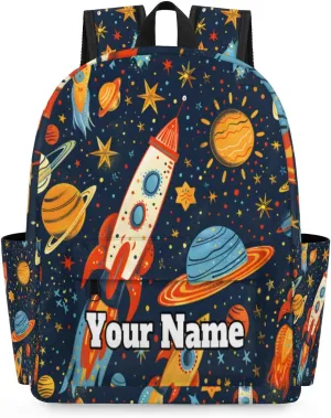 Personalized Space Rockets Planet Preschool Toddler Backpack for Boys Girls Custom Kids Name Small Bookbags Kindergarten Elementary Backpack, Solar System