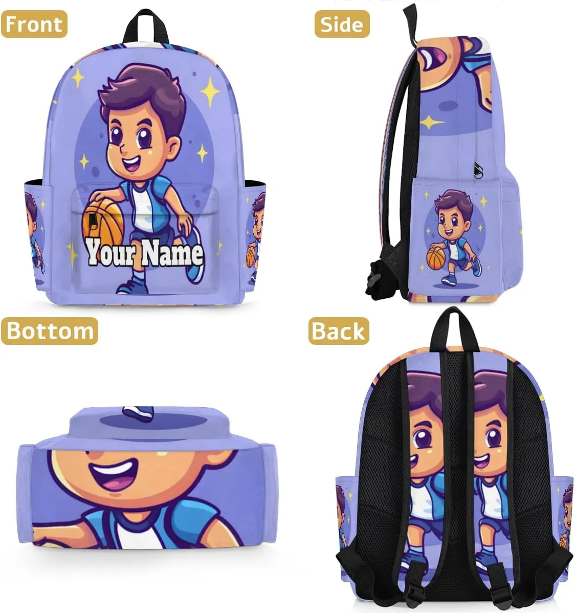 Personalized Sports Basketball Preschool Toddler Backpack for Boys Girls Custom Kids Name Small Bookbags Kindergarten Elementary Backpack, Basketball Player