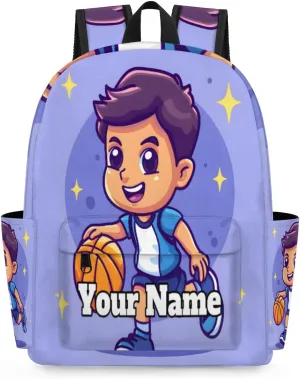 Personalized Sports Basketball Preschool Toddler Backpack for Boys Girls Custom Kids Name Small Bookbags Kindergarten Elementary Backpack, Basketball Player