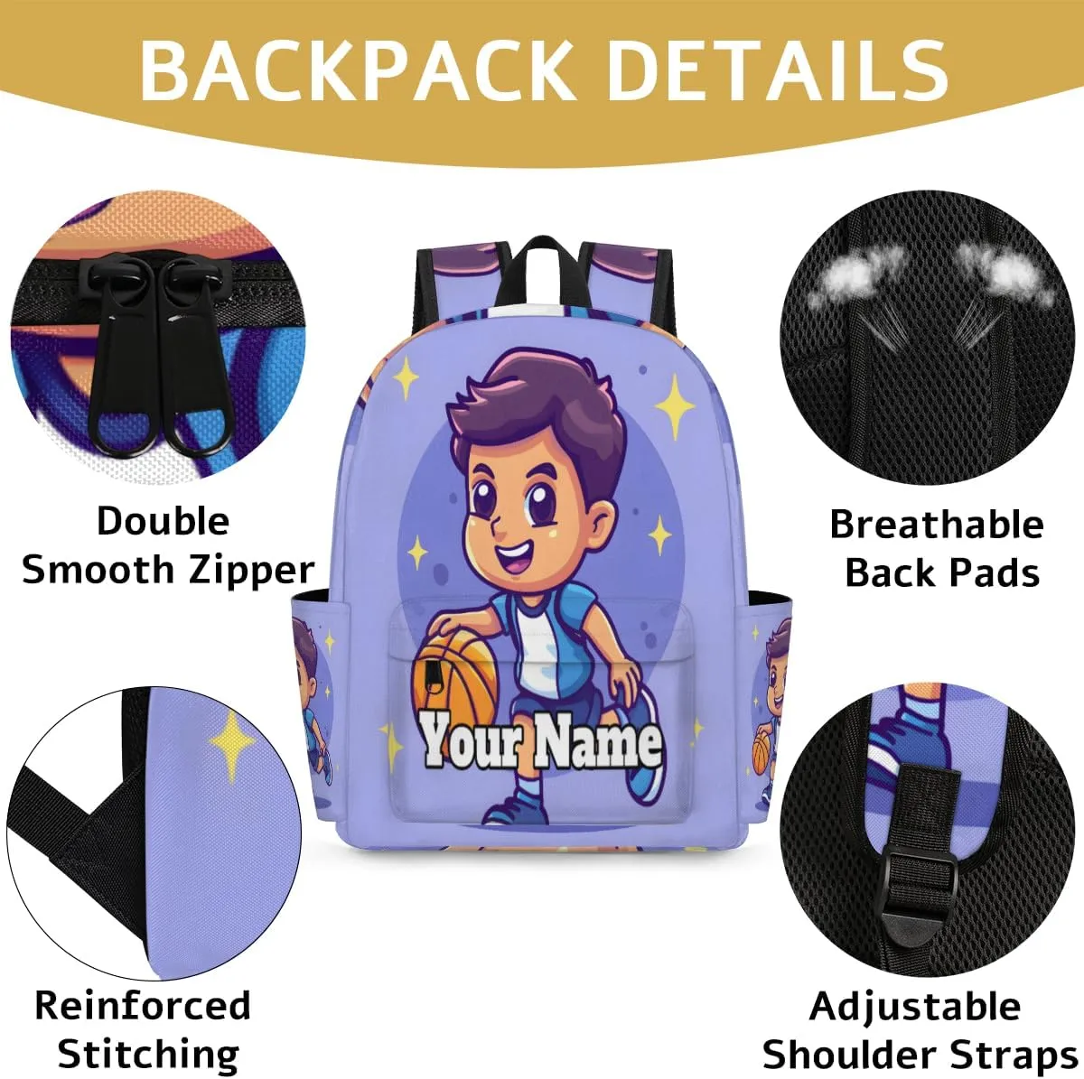 Personalized Sports Basketball Preschool Toddler Backpack for Boys Girls Custom Kids Name Small Bookbags Kindergarten Elementary Backpack, Basketball Player