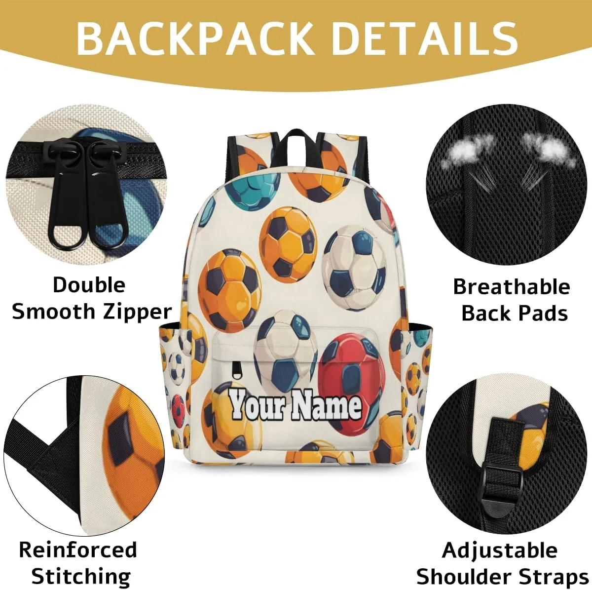 Personalized Sports Football Preschool Toddler Backpack for Boys Girls Custom Kids Name Small Bookbags Kindergarten Elementary Backpack, Soccer Ball