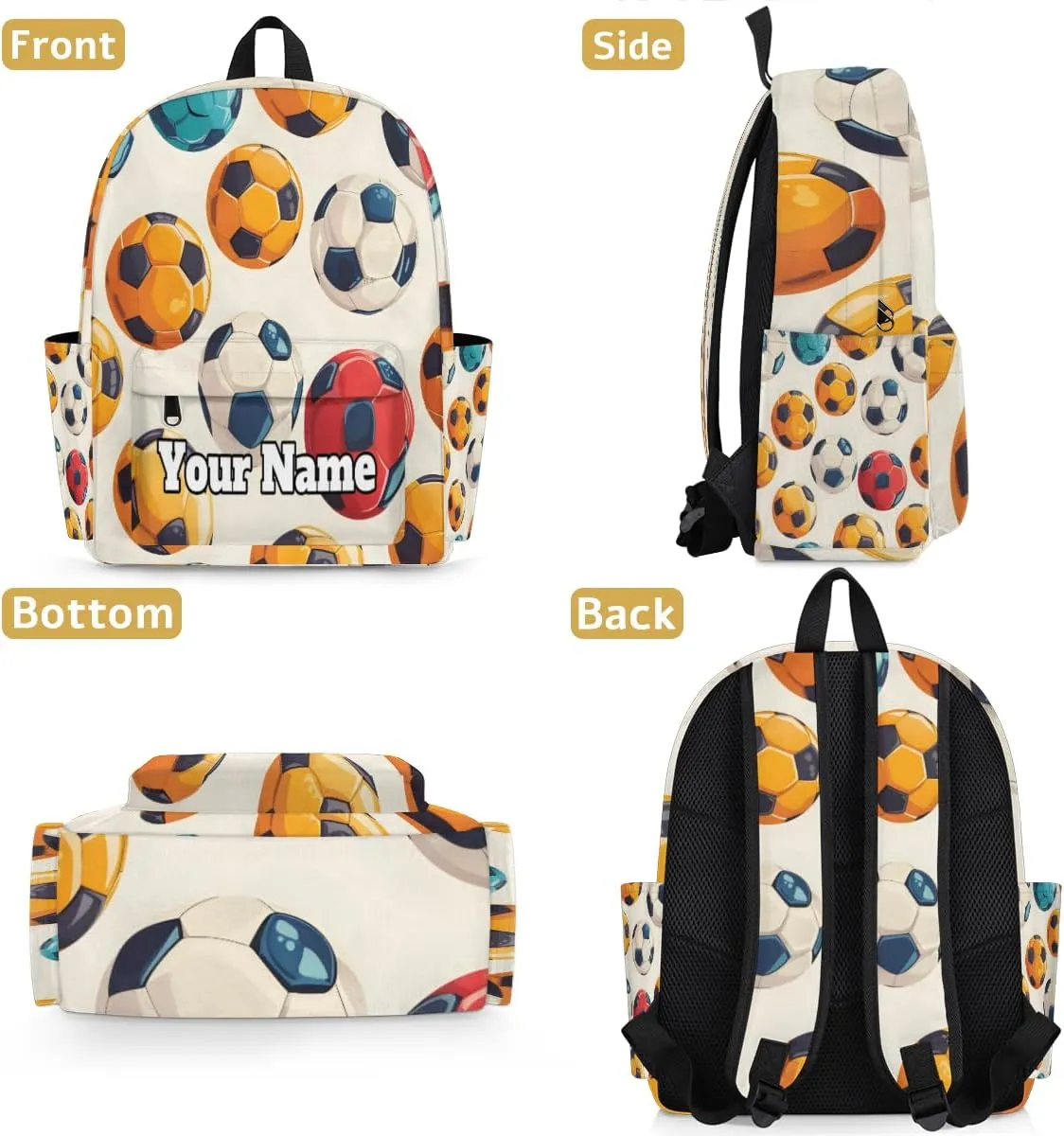 Personalized Sports Football Preschool Toddler Backpack for Boys Girls Custom Kids Name Small Bookbags Kindergarten Elementary Backpack, Soccer Ball