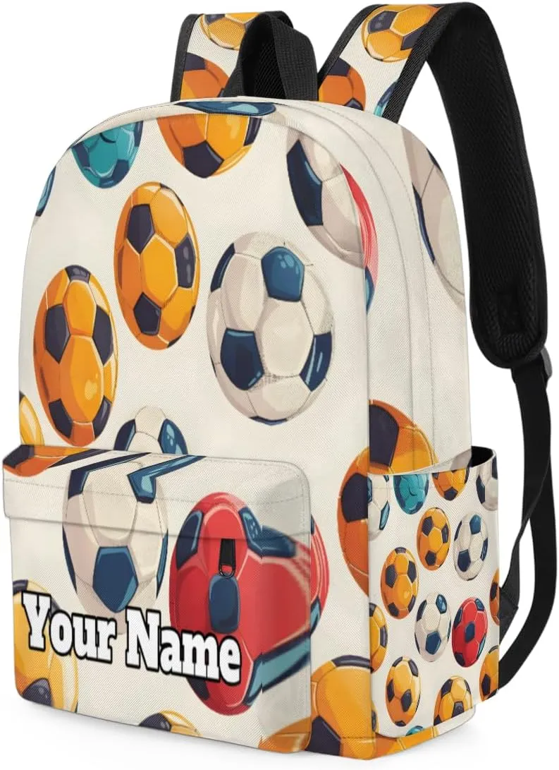 Personalized Sports Football Preschool Toddler Backpack for Boys Girls Custom Kids Name Small Bookbags Kindergarten Elementary Backpack, Soccer Ball