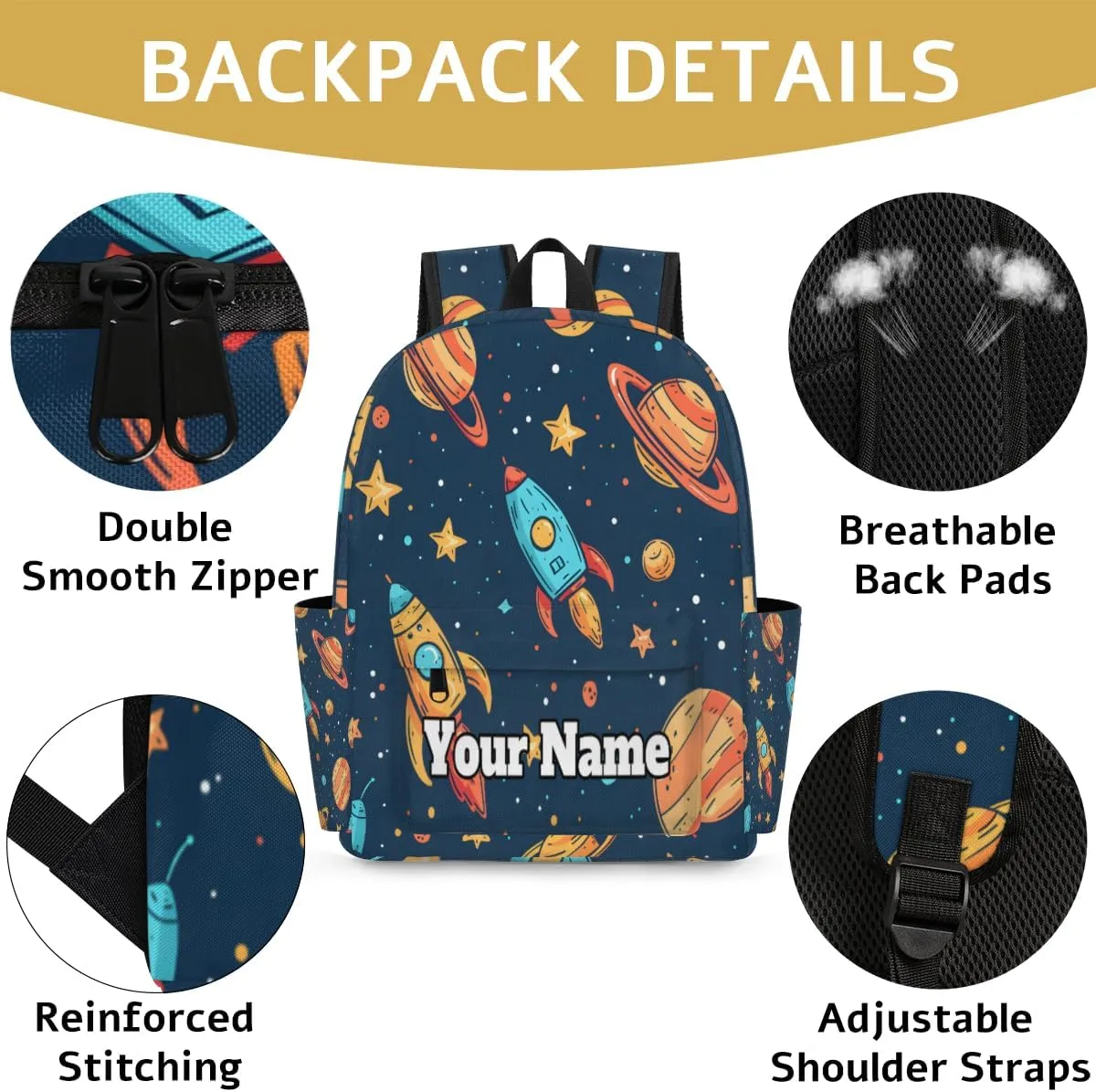 Personalized Starry Sky Preschool Toddler Backpack for Boys Girls Custom Kids Name Small Bookbags Kindergarten Elementary Backpack, Space Rocket