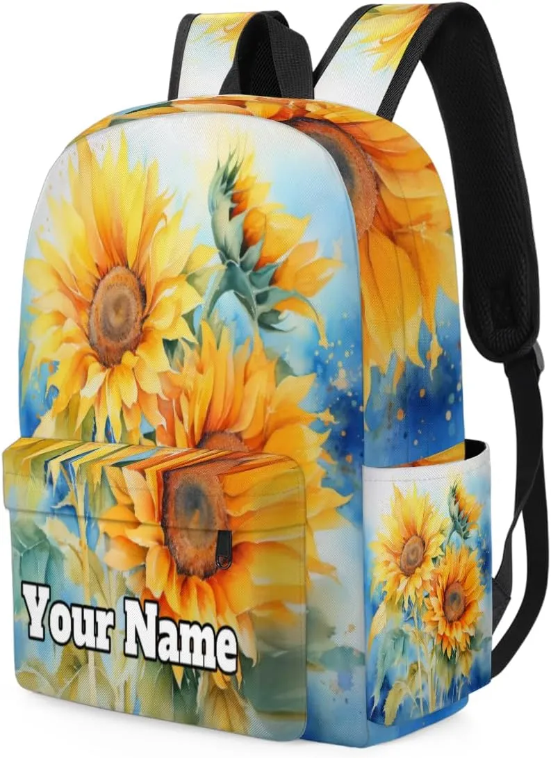Personalized Sunflower Preschool Toddler Backpack for Boys Girls Custom Kids Name Small Bookbags Kindergarten Elementary Backpack, Summer Flower