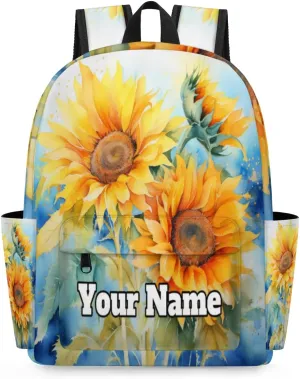 Personalized Sunflower Preschool Toddler Backpack for Boys Girls Custom Kids Name Small Bookbags Kindergarten Elementary Backpack, Summer Flower