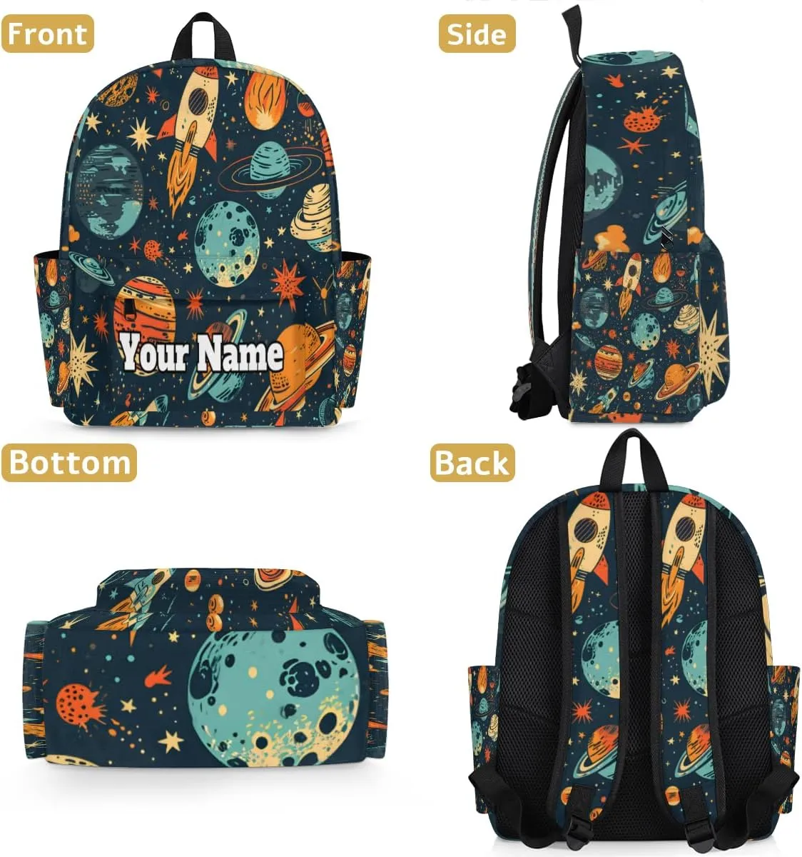 Personalized Universe Space Preschool Toddler Backpack for Boys Girls Custom Kids Name Small Bookbags Kindergarten Elementary Backpack, Solar System