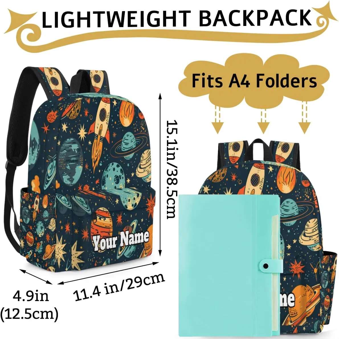 Personalized Universe Space Preschool Toddler Backpack for Boys Girls Custom Kids Name Small Bookbags Kindergarten Elementary Backpack, Solar System
