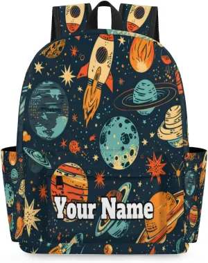 Personalized Universe Space Preschool Toddler Backpack for Boys Girls Custom Kids Name Small Bookbags Kindergarten Elementary Backpack, Solar System