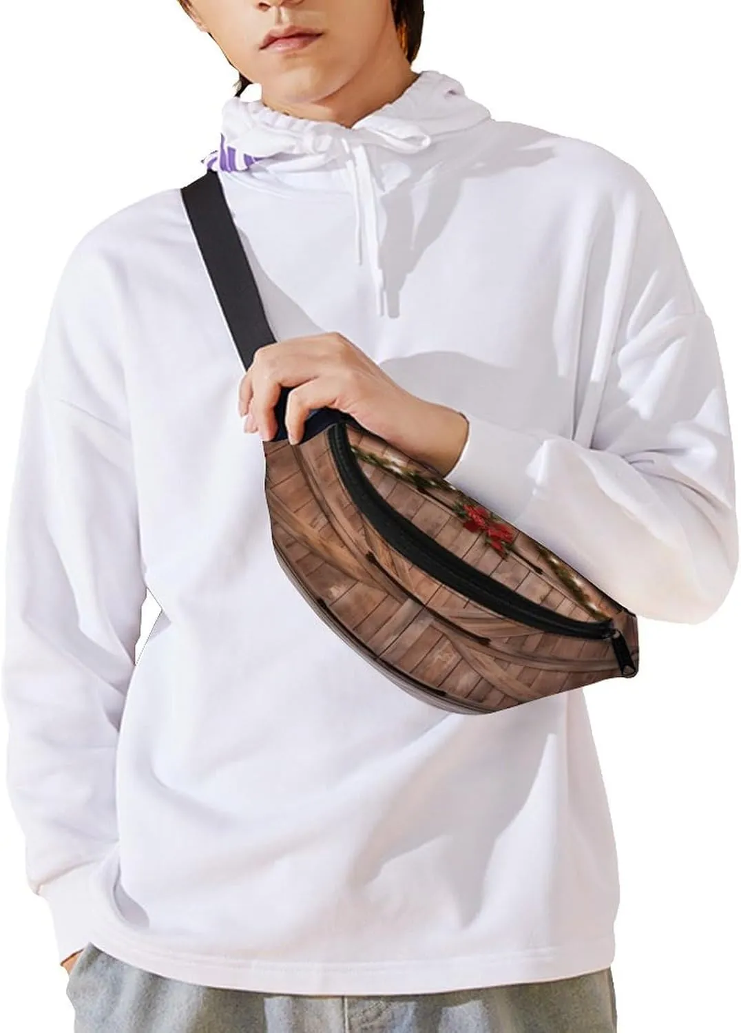 Personalized Waist Packs with Adjustable Strap,Christmas Barn Door CrossBody Fanny Pack Casual Bag for Travel Sports Running Hiking