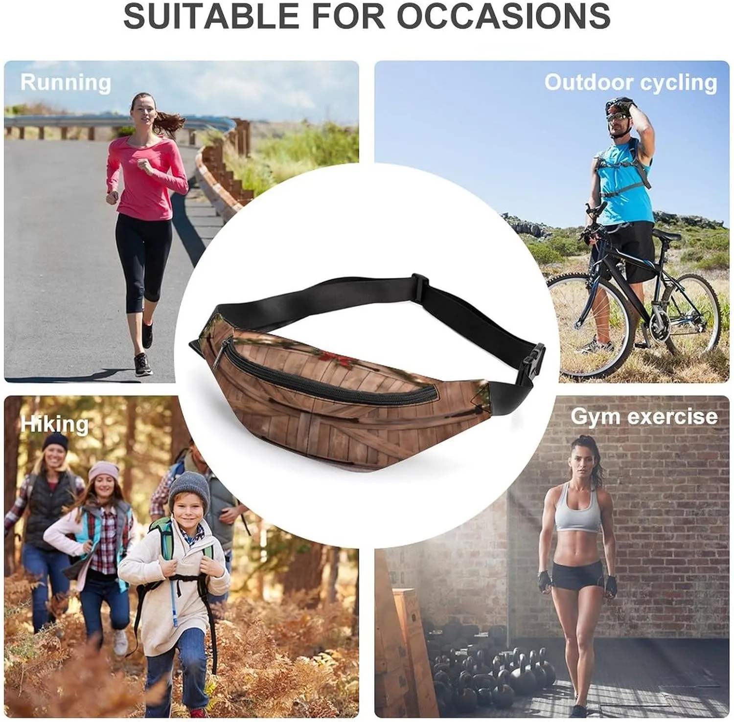 Personalized Waist Packs with Adjustable Strap,Christmas Barn Door CrossBody Fanny Pack Casual Bag for Travel Sports Running Hiking