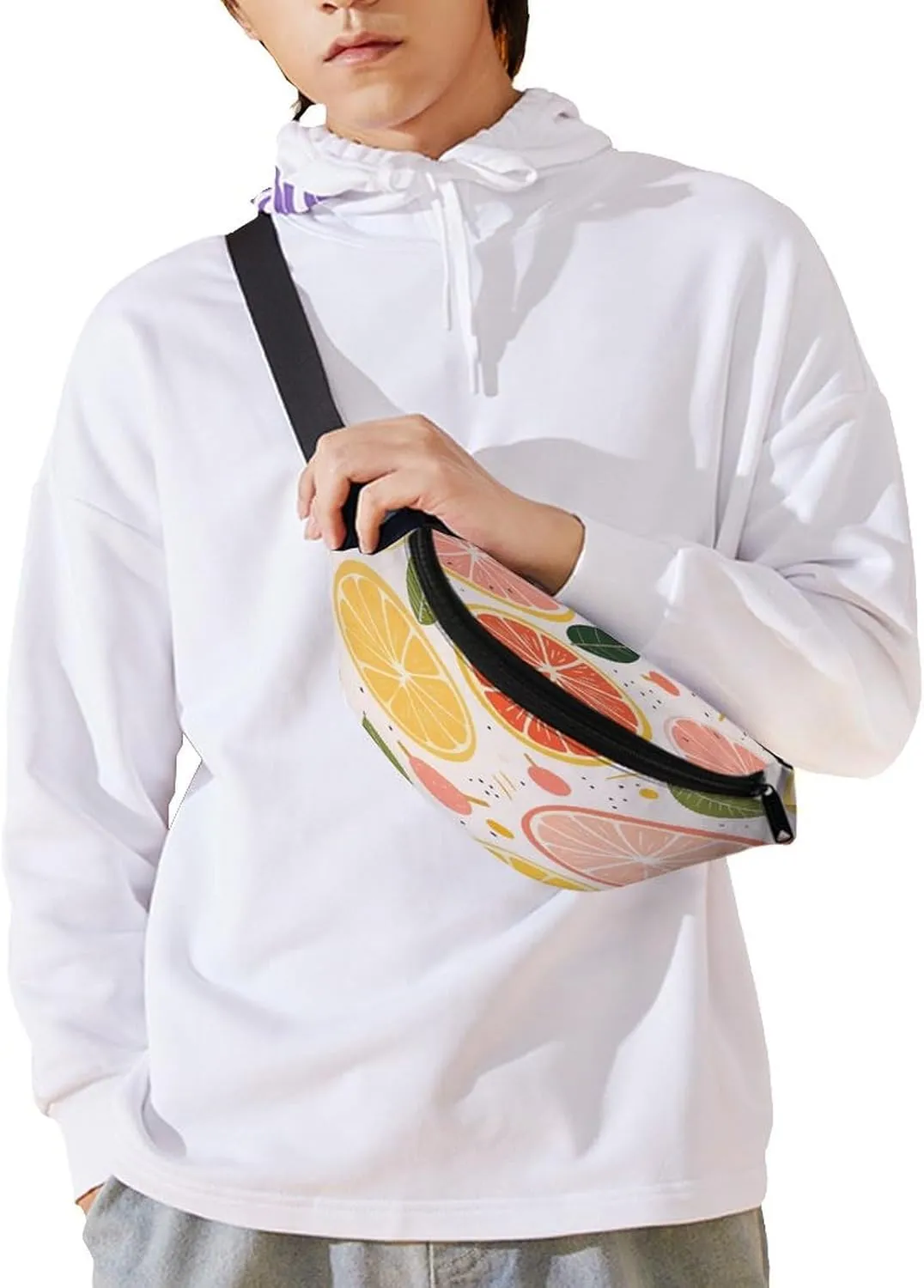 Personalized Waist Packs with Adjustable Strap,Colorful Fruit Print CrossBody Fanny Pack Casual Bag for Travel Sports Running Hiking