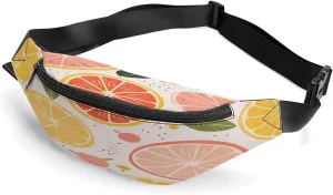 Personalized Waist Packs with Adjustable Strap,Colorful Fruit Print CrossBody Fanny Pack Casual Bag for Travel Sports Running Hiking