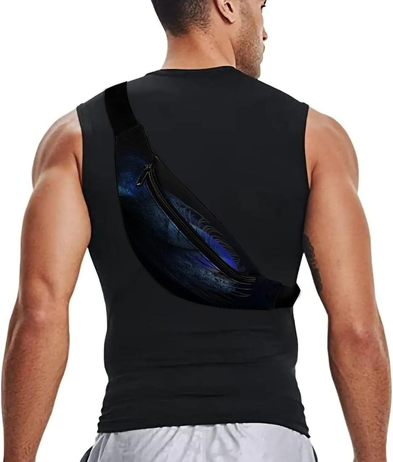 Personalized Waist Packs with Adjustable Strap,Feather Pattern CrossBody Fanny Pack Casual Bag for Travel Sports Running Hiking