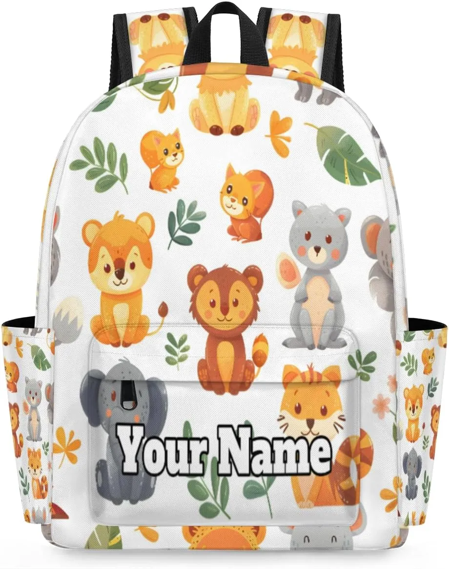 Personalized Wild Elephant Animals Preschool Toddler Backpack for Boys Girls Custom Kids Name Small Bookbags Kindergarten Elementary Backpack, Funny Zoo Animals