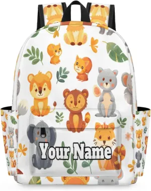 Personalized Wild Elephant Animals Preschool Toddler Backpack for Boys Girls Custom Kids Name Small Bookbags Kindergarten Elementary Backpack, Funny Zoo Animals