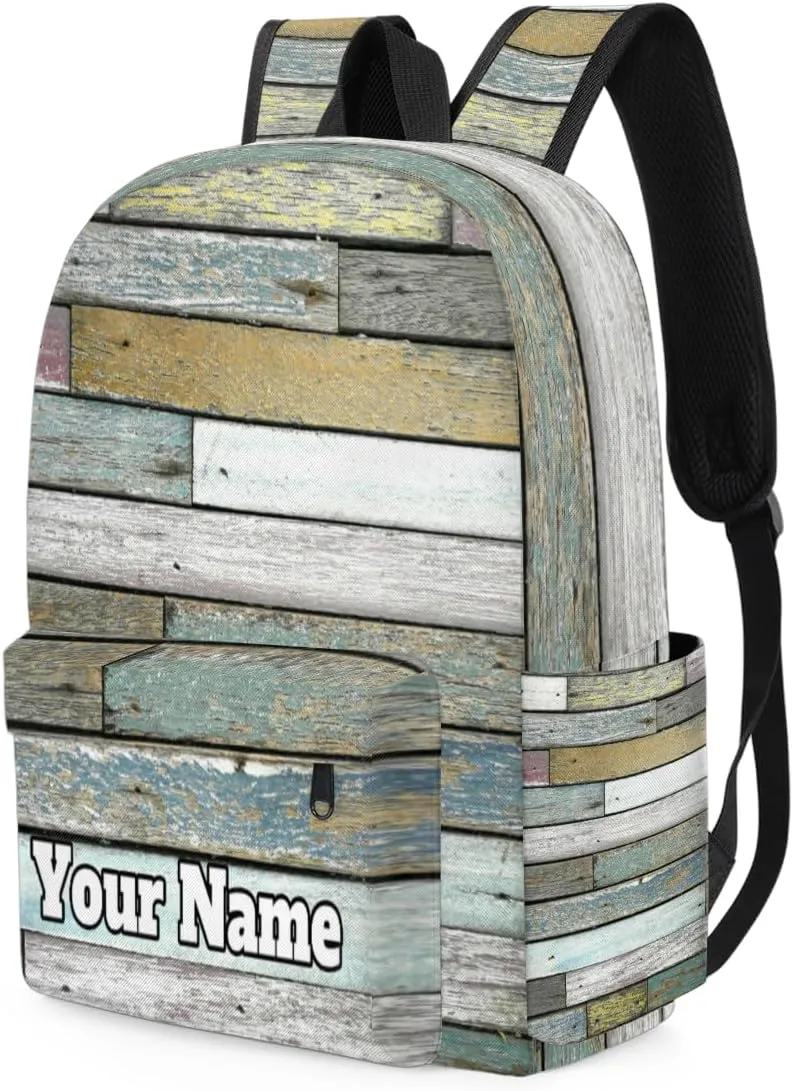 Personalized Wood Grain Preschool Toddler Backpack for Boys Girls Custom Kids Name Small Bookbags Kindergarten Elementary Backpack, Wooden Print