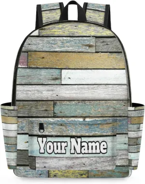 Personalized Wood Grain Preschool Toddler Backpack for Boys Girls Custom Kids Name Small Bookbags Kindergarten Elementary Backpack, Wooden Print