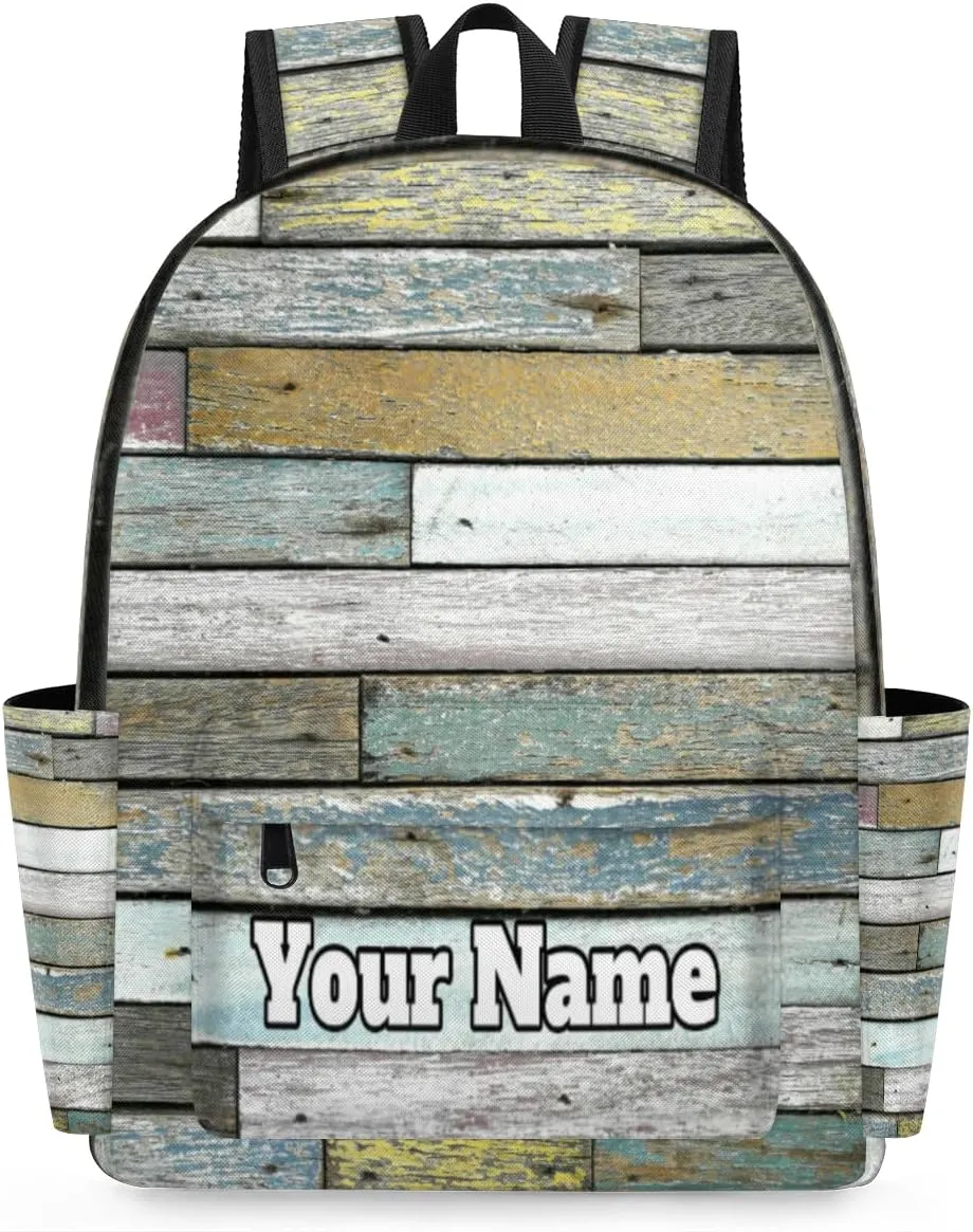 Personalized Wood Grain Preschool Toddler Backpack for Boys Girls Custom Kids Name Small Bookbags Kindergarten Elementary Backpack, Wooden Print