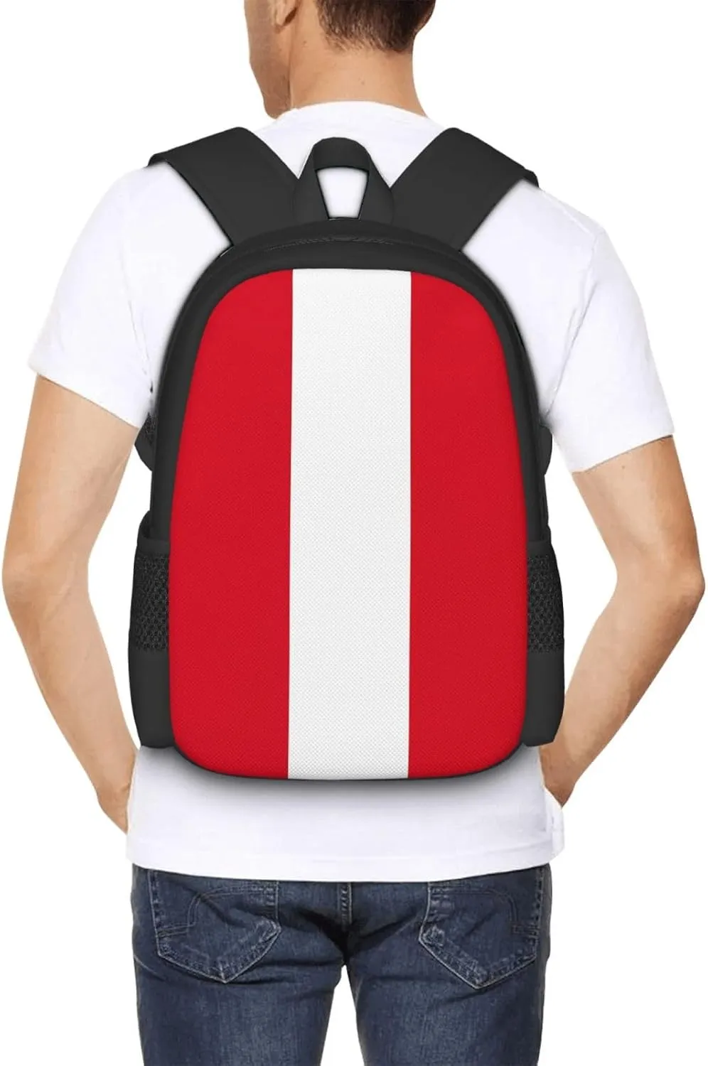 Peru Peruvian Flag Travel Backpack Casual Backpacks 15 Inch Laptop Back Pack Lightweight Rucksack Outdoor Sport Daypack Large Bags for Working Camping Hiking