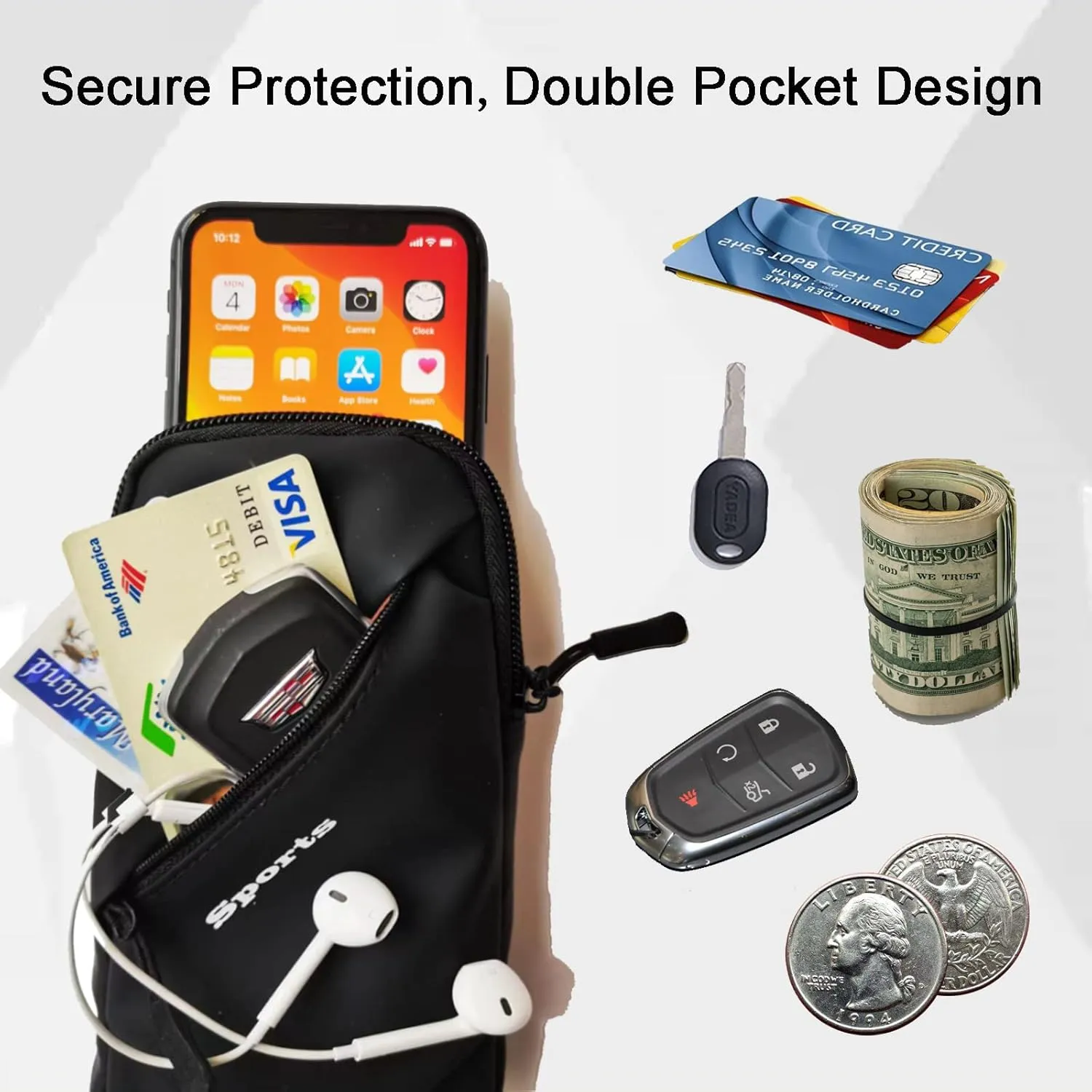 Phone Holder Armband, Small Crossbody Shoulder Holsters Bag with Arm Band, Fits iPhone and Android, Use for Running, Walking, Hiking & Biking (6.7 Inches, Blue)
