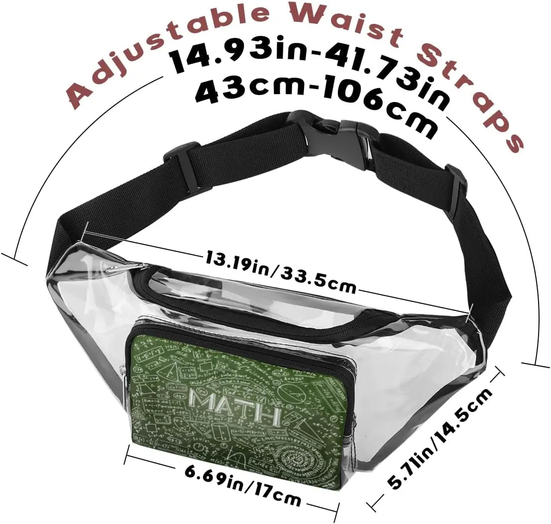Physics Math Science Formulas Calculations Clear Fanny Pack Stadium Approved Clear Crossbody Belt Bag for Women Men Transparent Waist Bag with Adjustable Strap for Concerts Sports Events Travel
