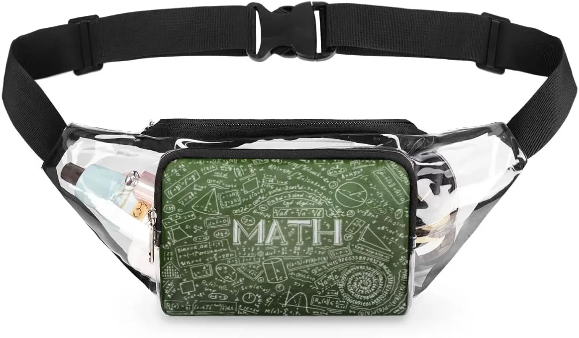 Physics Math Science Formulas Calculations Clear Fanny Pack Stadium Approved Clear Crossbody Belt Bag for Women Men Transparent Waist Bag with Adjustable Strap for Concerts Sports Events Travel