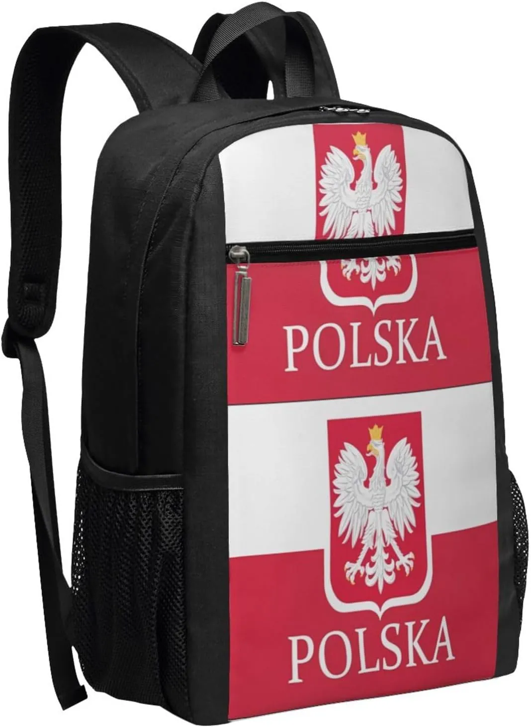 Polish Flag Poland Polska Eagle Casual Backpacks Sports Backpack Large Capacity Travel Rucksack Laptop Daypack with Multi-Pockets Adjustable Strap Work Bag for Hiking