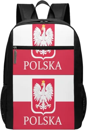 Polish Flag Poland Polska Eagle Casual Backpacks Sports Backpack Large Capacity Travel Rucksack Laptop Daypack with Multi-Pockets Adjustable Strap Work Bag for Hiking