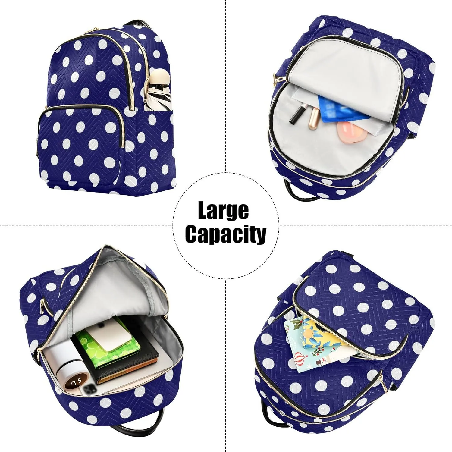 Polka Dot Backpack Purse for Women Fashion Ladies Shoulder Bags Travel Bag with Strap Handbag Lady Purse,M